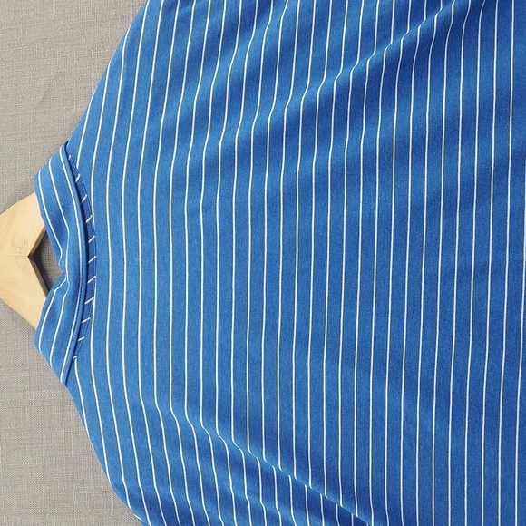 Vineyard Vines Blue White Striped Polo Whale Logo Shirt Two Button Pima Size XL - Picture 7 of 11